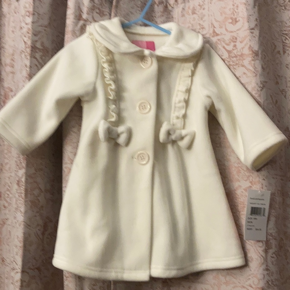 Good Lad  NWT  girls winter white coat size 18M.Darling bow details front & back